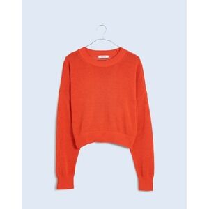 Madewell Women's Loose-Knit Crewneck Relaxed Sweater Cropped Orange XS